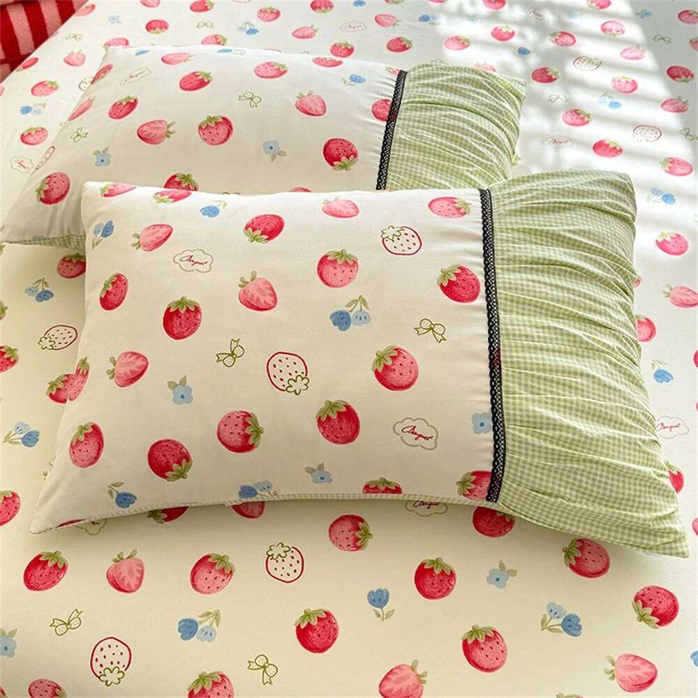Korean Bedding Washed Cotton Four-Piece Princess Printed Comforter Soft Bed Linen Duvet Set Floral Quilt Cover W260302