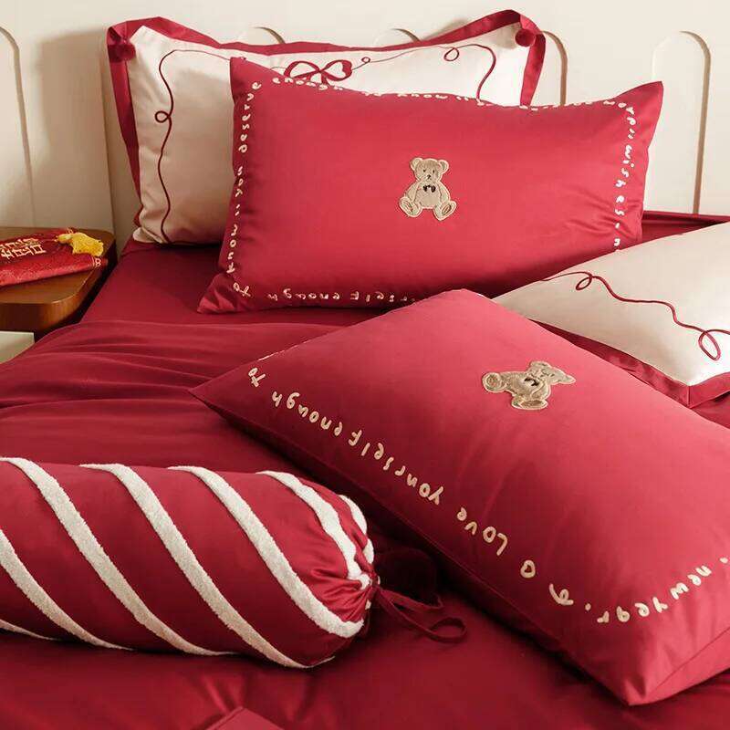 Customizable high-end wedding bed set four-piece big red pure cotton W260302