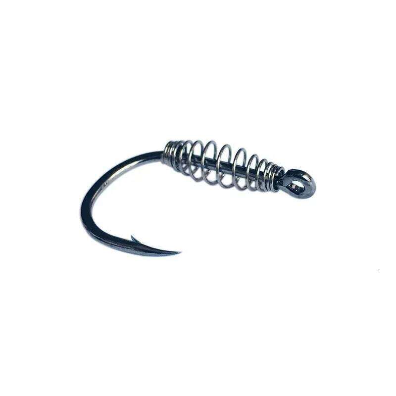 10Pcs/lot Spring Hook and Sharp Barbs Swivel Carp Fly Hooks with Hole for Fishing Tackle Accessories Jig Z260228