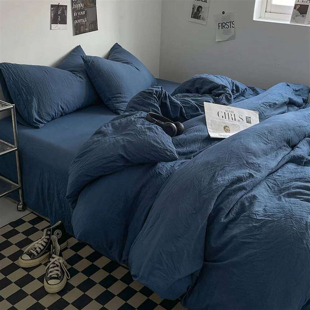 100% Thick Brushed Bed Sheets, Duvet Cover Set, Four Bedding Set Three Piece Bedding, Fully Enclosed for Home Gift W260302