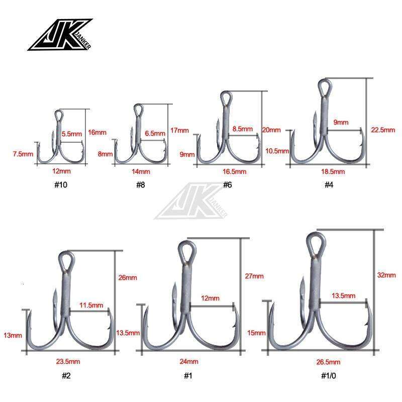 JK JT-17 Gray Color Treble T-Groove 1X Jig Triple Fishing Hook Super Antirust Tee Hooks For Light Spoon Z260228