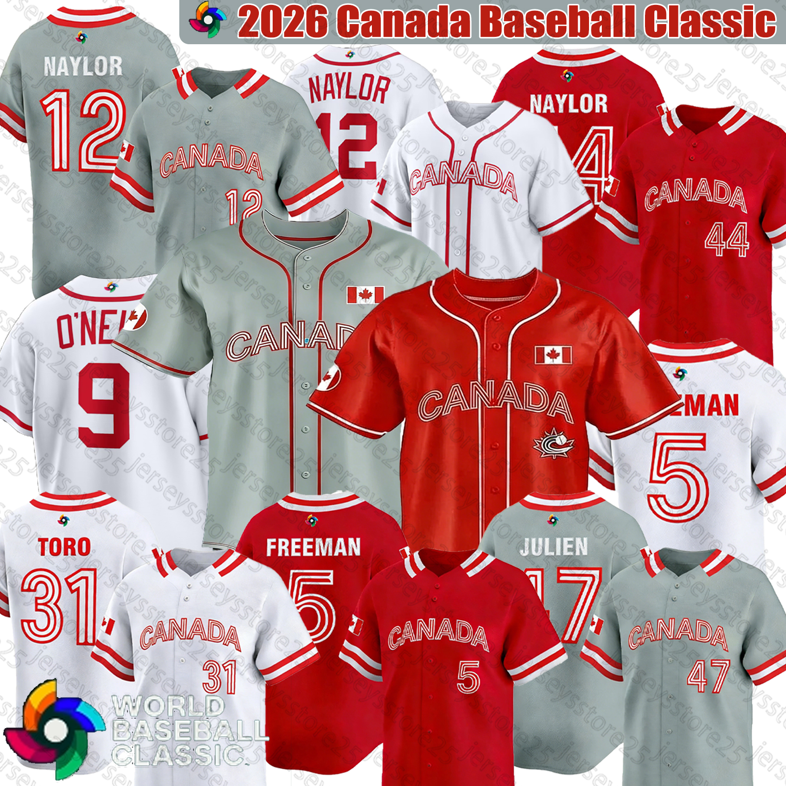 WBC Team Canada Baseball 2026 World Classic Jersey Naylor Bo Naylor Matt Brash Jameson Taillon Phillippe Aumont Liam Hicks Logan Allen Jerseys