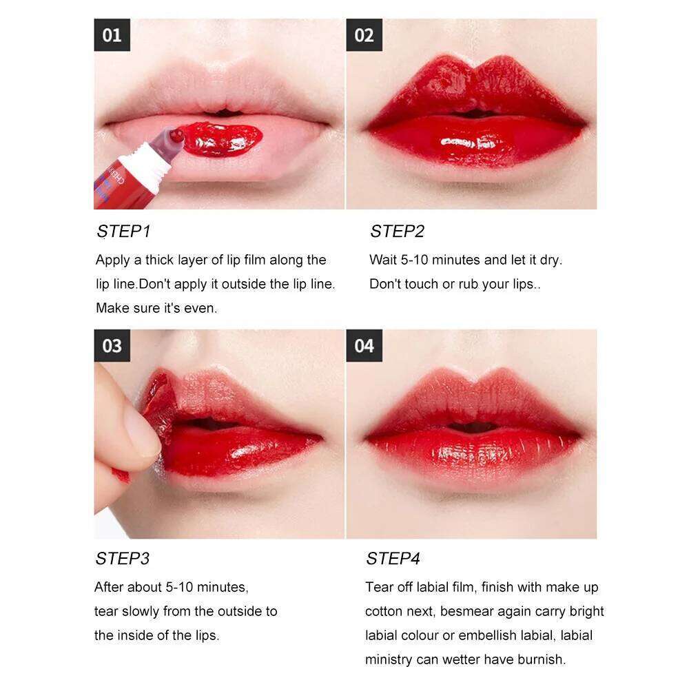 6 Color Set: Peel-Off Lipstick with Long-Lasting Color, Waterproof Lip Gloss H260302
