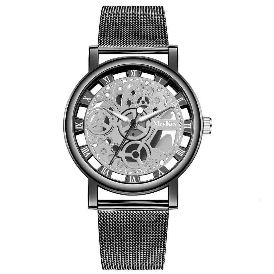 Fashion Top Women Hollow Skeleton Faux Mechanical Watch Ladies Metal Mesh Quartz Wrist Watches For Female Relogio Feminino XJ260303