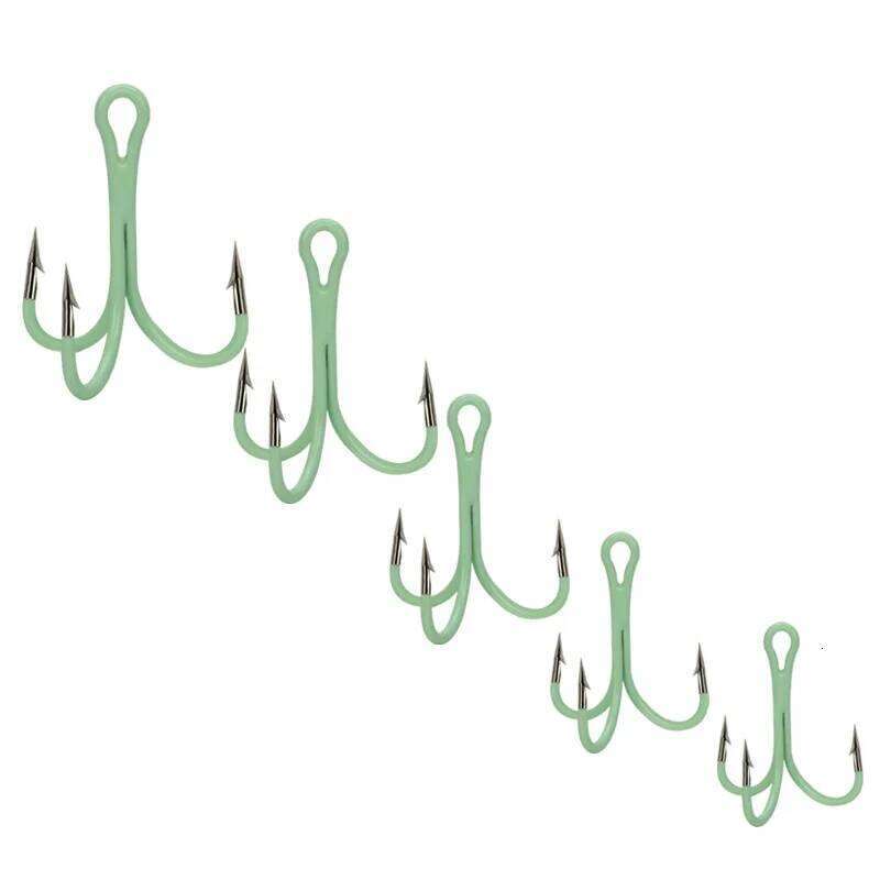 Fishing Glow Treble Hook 2# 4# 6# 8# 10# High Carbon Steel Luminous Barbed Hooks Lot 10 Pieces SALE Z260228