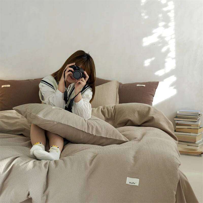 Four-piece bed set, cotton solid color sheets, light luxury and high-end bedding. W260302