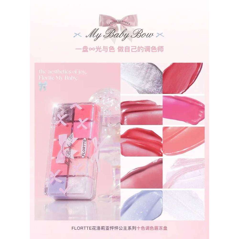 FLORTTE & My Baby Bow 10-color jell ylip gloss palette lipstick lip glaze H260302