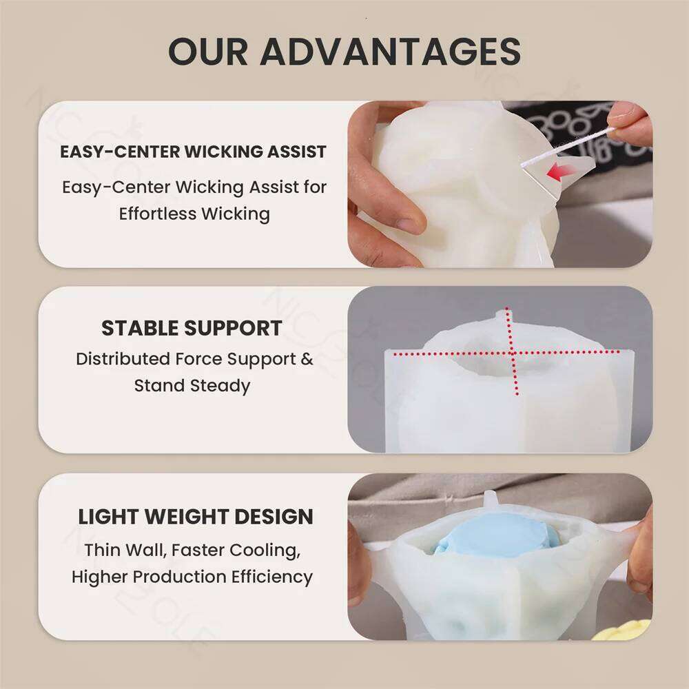 3D Silicone Mold for Aromatherapy Candles, Handmade, Home Decoration, Mother's Day Gifts W260303