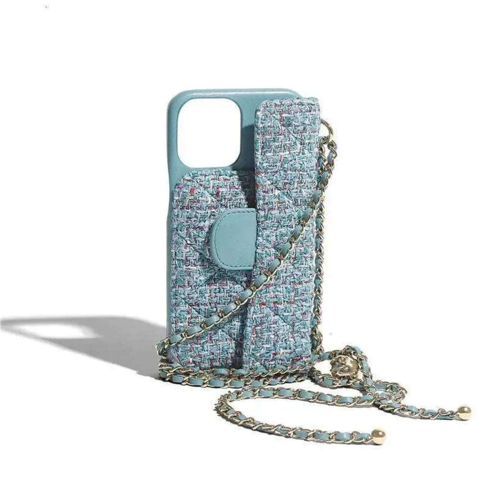 Phone Case Luxury Pink Quilted Leather Crossbody Chain Strap Wallet Card Holder For Iphone 13 14 15 Series