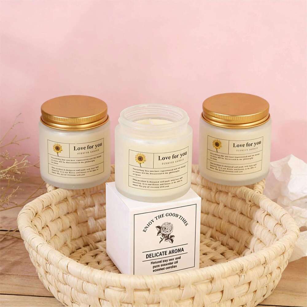 1pc Niche Frosted Glass Aromatherapy Candle Small Cup Ins Style Romantic Smokeless Home Party Decor W260303