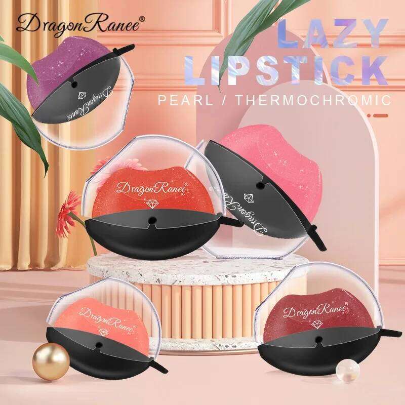 Lazy Pearl light Temperature Color Changing Lip-shaped Lipstick Velvet Moisturizing Lip Gloss Waterproof Non-stick Cup H260302
