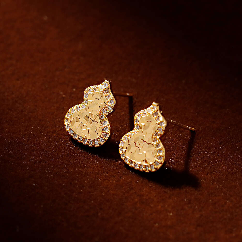 Full Diamond Crushed Ice Gourd Earrings Women Exquisite Fashionable Earrings Suitable For Commuting
