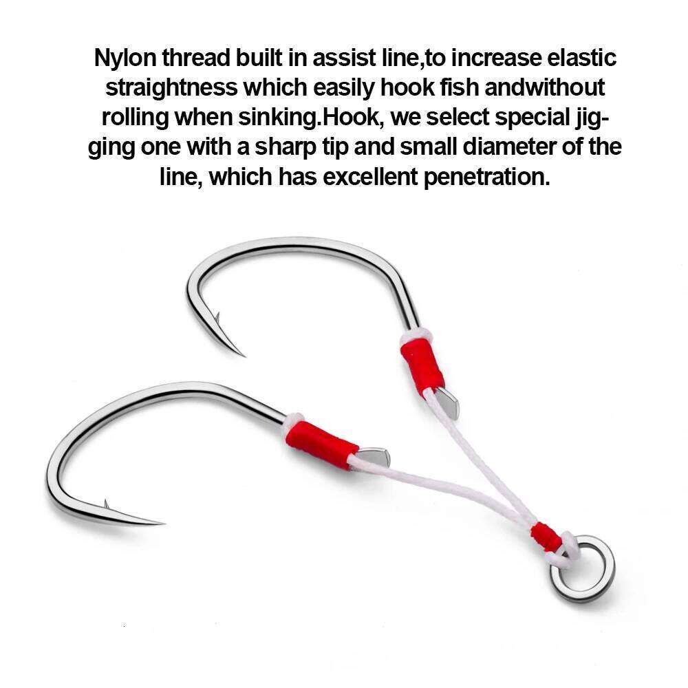 PROBEROS 2pcs Double Assist - High-Carbon Steel Hooks & Vertical Jigging Lures,Outdoor Fishing Accessories Z260228