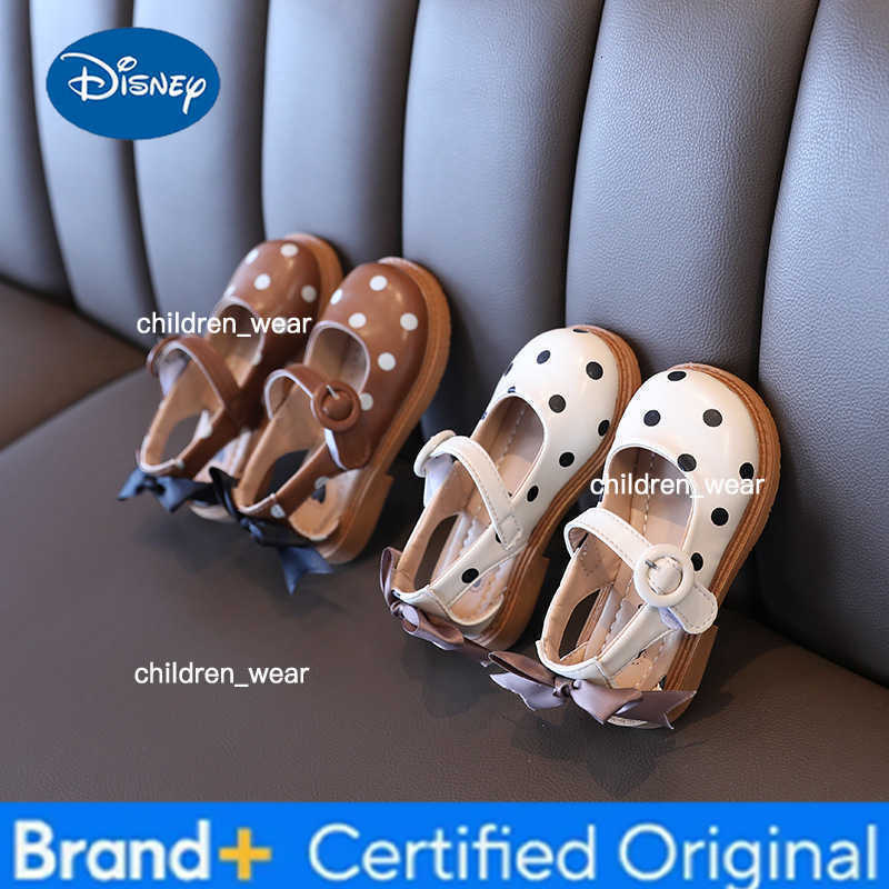 Disney Girls Half Sandals 2023 Spring Summer Shoes Toddlers Little Children Shoes Cut-outs Dots with Bowtie Bow-knot on The Back Sweet H260303