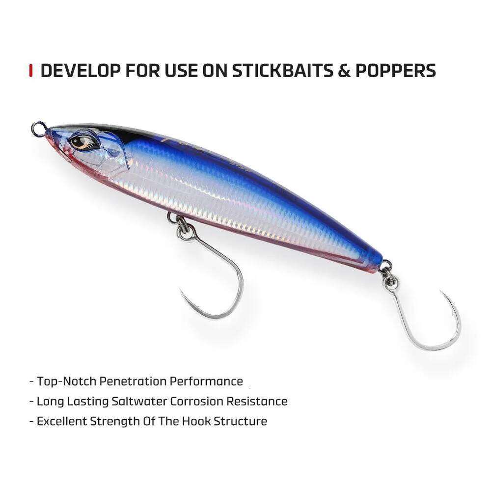Noeby 5X Strong Hi-Carbon Steel Inline Single Big Game Saltwater Lure Casting Heavy Duty Poppers Fishing Tackle Hooks Z260228