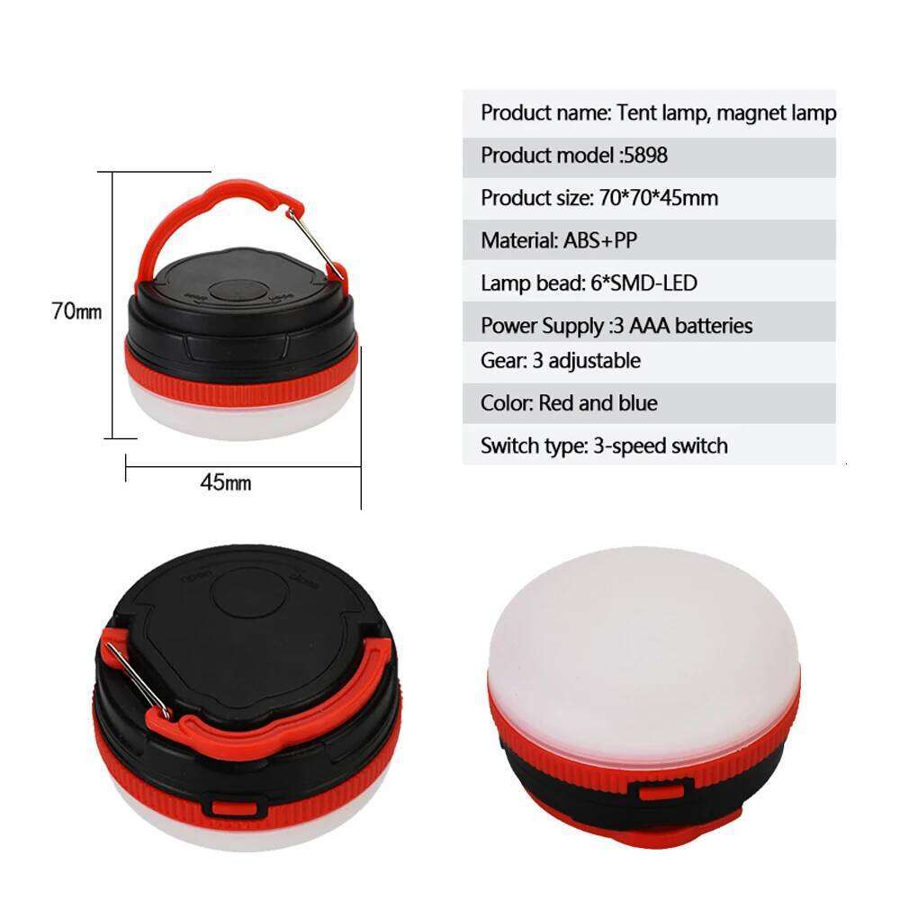 Portable 3 Lighting Modes Emergency Light with Magnet Base for Outdoor Work Tent Camping Supplies Without Battery S260302