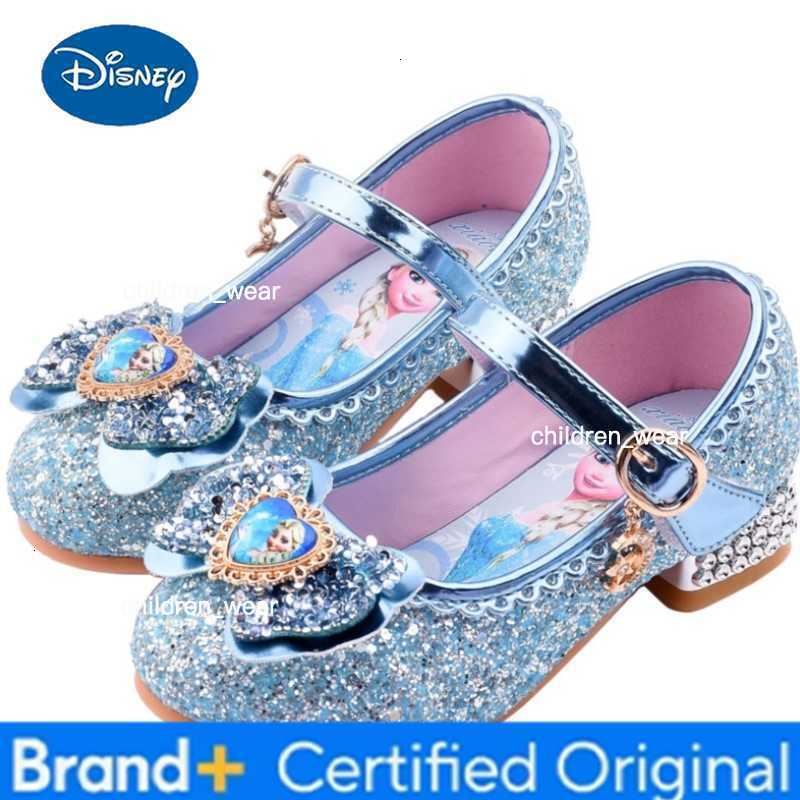 Disney New Elsa Shoes For Girls Cartoon Leather Children Shoes Frozen Princess Kids Shoes Girl Sandals Dress Snow Queen Sandal Koreans H260303
