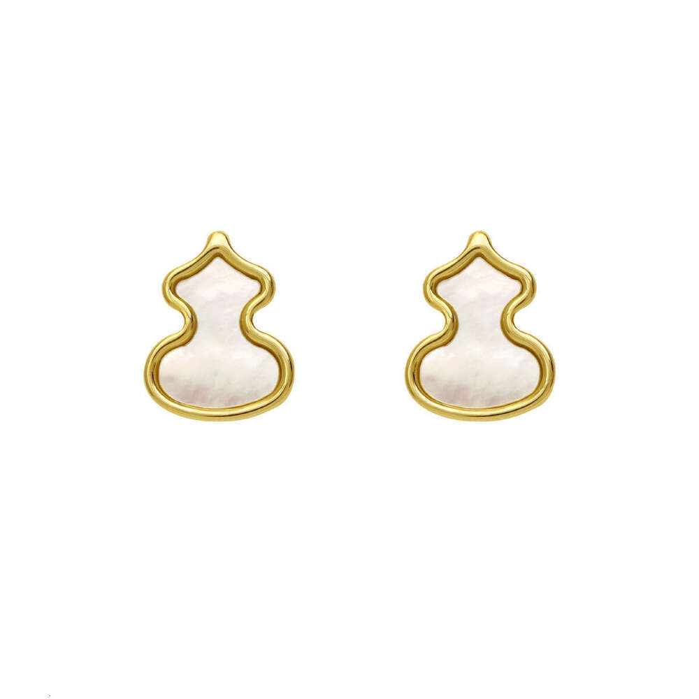 Mother-of-pearl Shell Gourd Earrings 925 Silver Needle Ins-style Luxury Suitable For Commuting Light Luxury Earrings