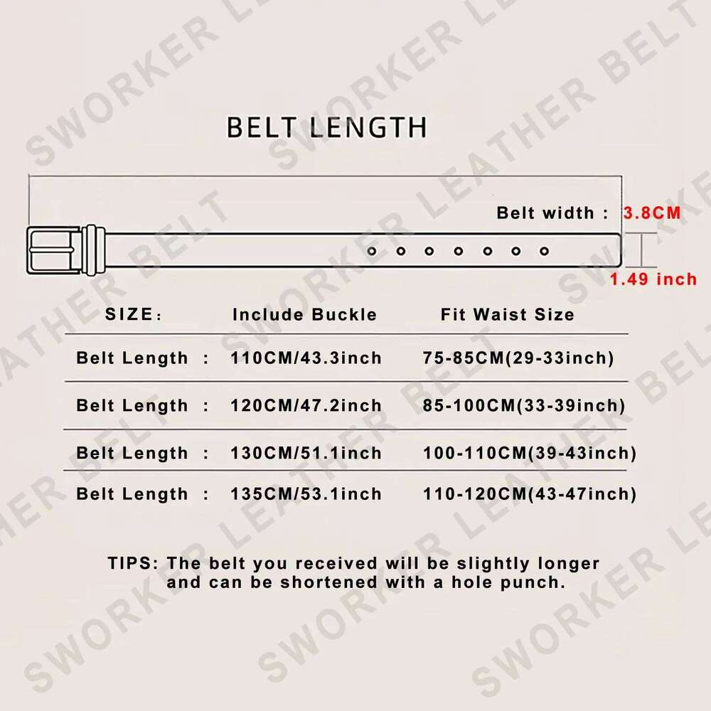 Genuine Men's Cowhide Belts Stainless Steel Buckle, Italian Thickened Leather With Box,Ideal Choice For Gift S260228