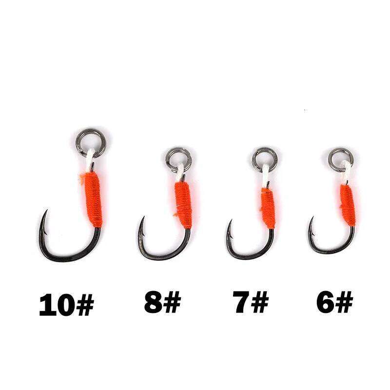 OUTKIT 10pcs Lure Hardbait DIY Fishing Cast Jigs Assist Hook Barbed Single Jig Hooks Pesca High Carbon Steel Z260228