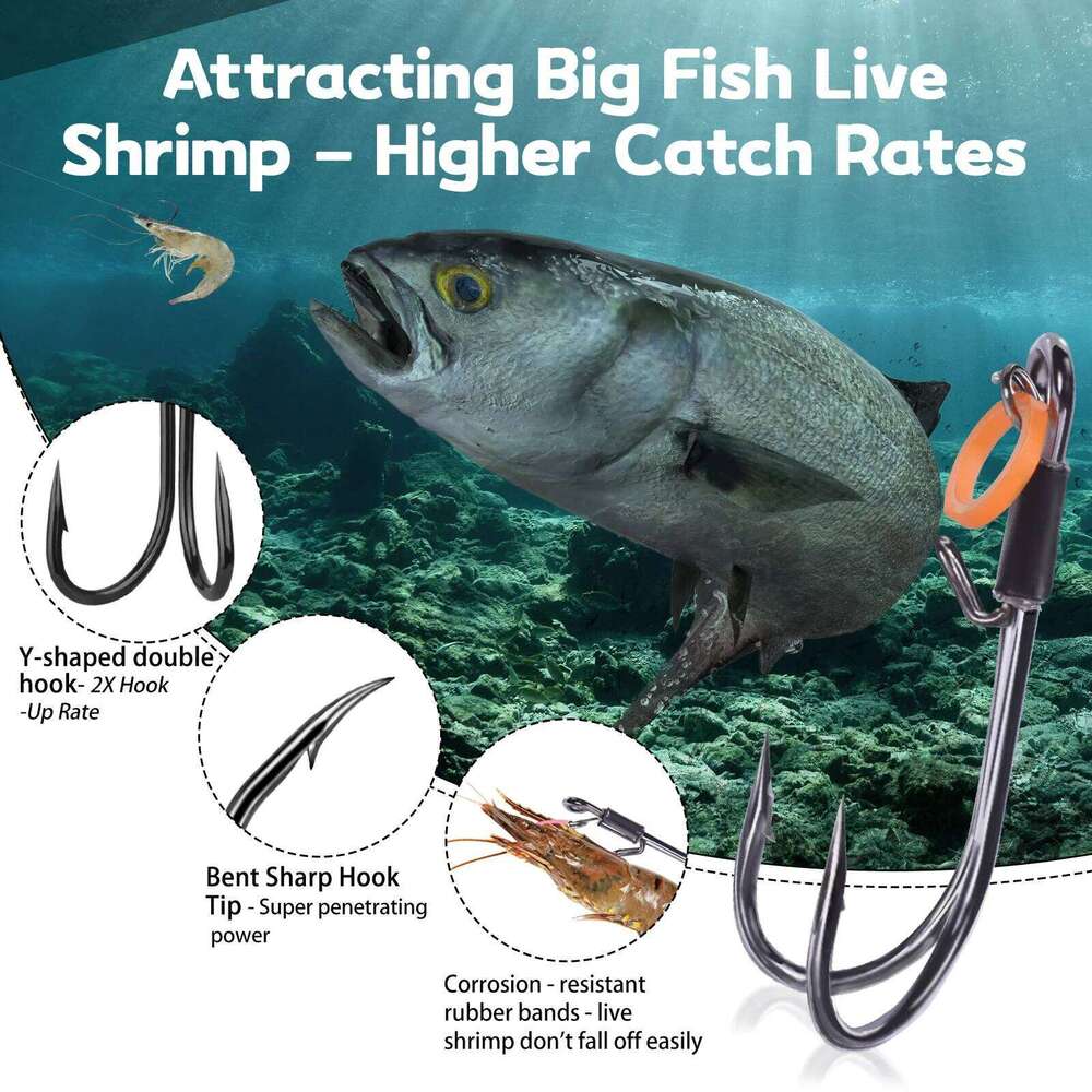 Premium Hook Sea Bass with Spring Hanging Live Shrimp Prawn Back Hook, Ideal for Rock Fishing and Lure Casting Z260228