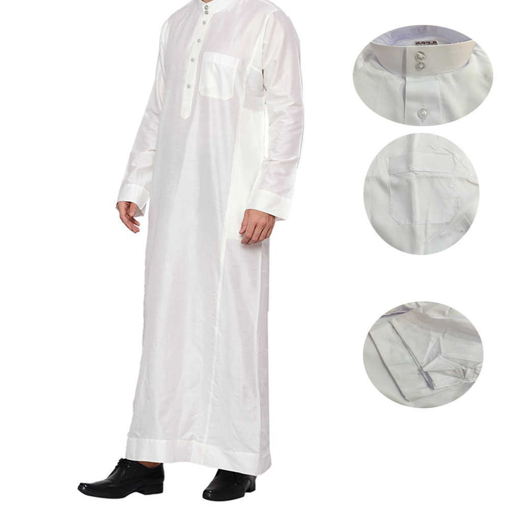 Polyester men's long robe, Qatar stand-up collar long robe with pocket design, Arabic Middle East Dubai travel clothing X250514