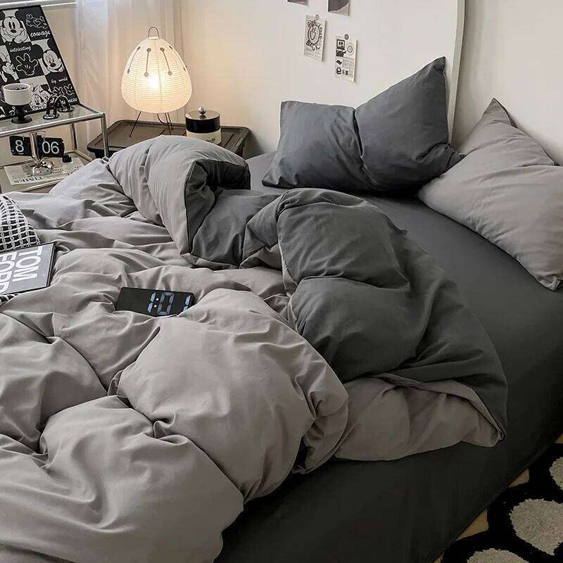 Solid color set of bed linens including a flat fitted sheet, and pillowcases W260302 W260302