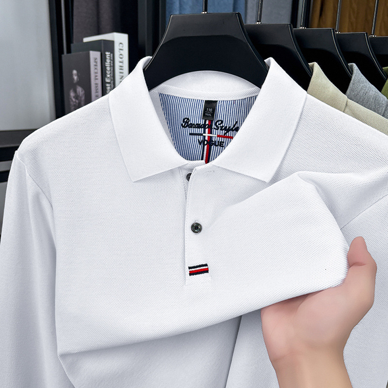 Luxury Brand Designer Clothes Spring And Autumn Men's Long-Sleeve Turn-Down Collar Pure Cotton POLO Shirt, Casual Men's Embroidered Polo T-S