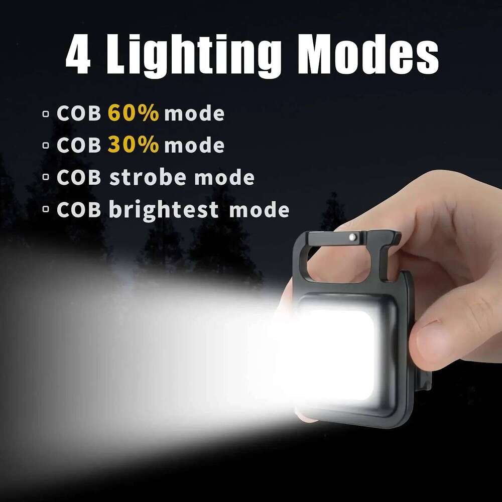 Mini LED Portable Keychain Flashlight Multifunction COB Work Light USB Rechargeable Strong Magnet Outdoor Camping Lantern S260302