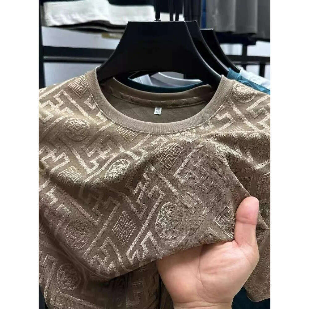 Men's T Shirts Men's Tees Polos Printed Sleeve Summer Plaid Round Neck Casual Breathable Top Men's Clothing