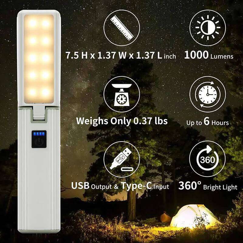 Outdoor Multifunctional LED Camping Light Portable Tent Hang Lights 2000mAh USB Rechargeable Folding Flashlight Emergency Lamp S260302