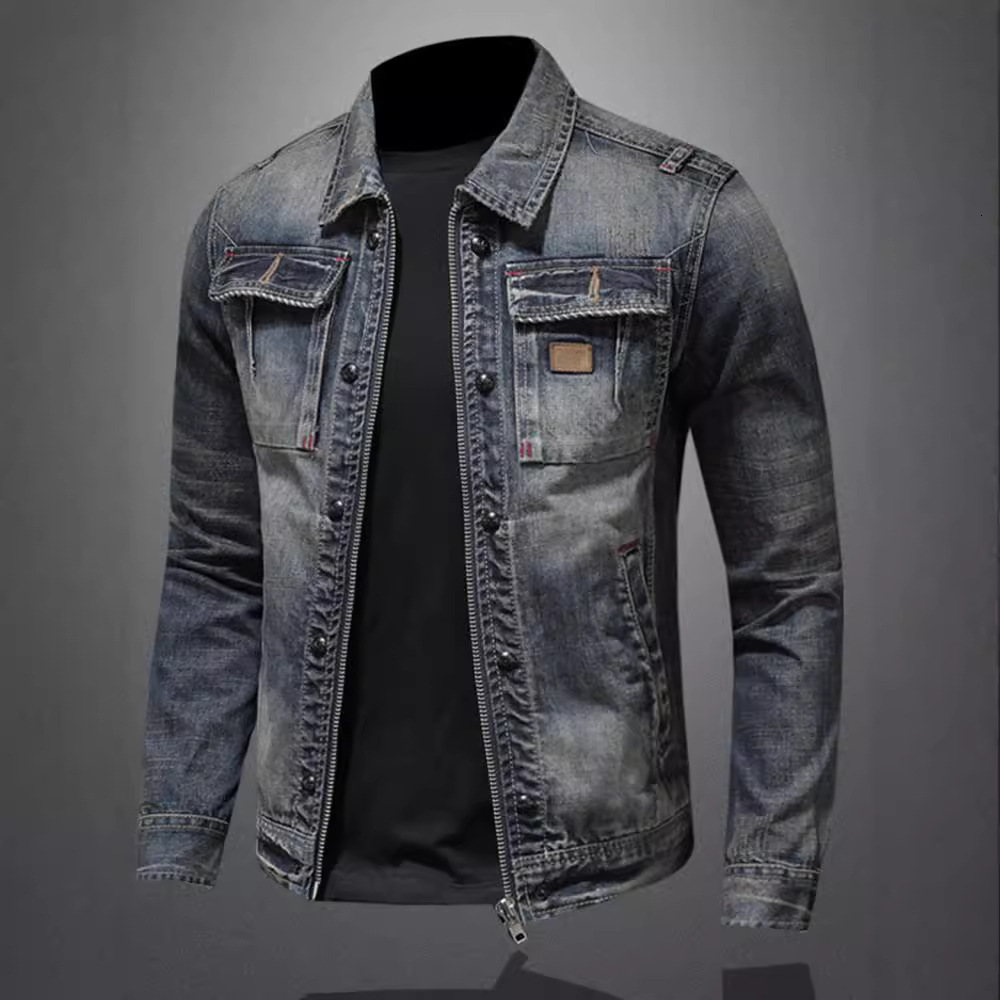 Autumn Designer Jacket Motorcycle Fshion Denim Jcket Trendy Koren Version Men's Slim Fit Cot Retro Csul Stylish Denim Jcket