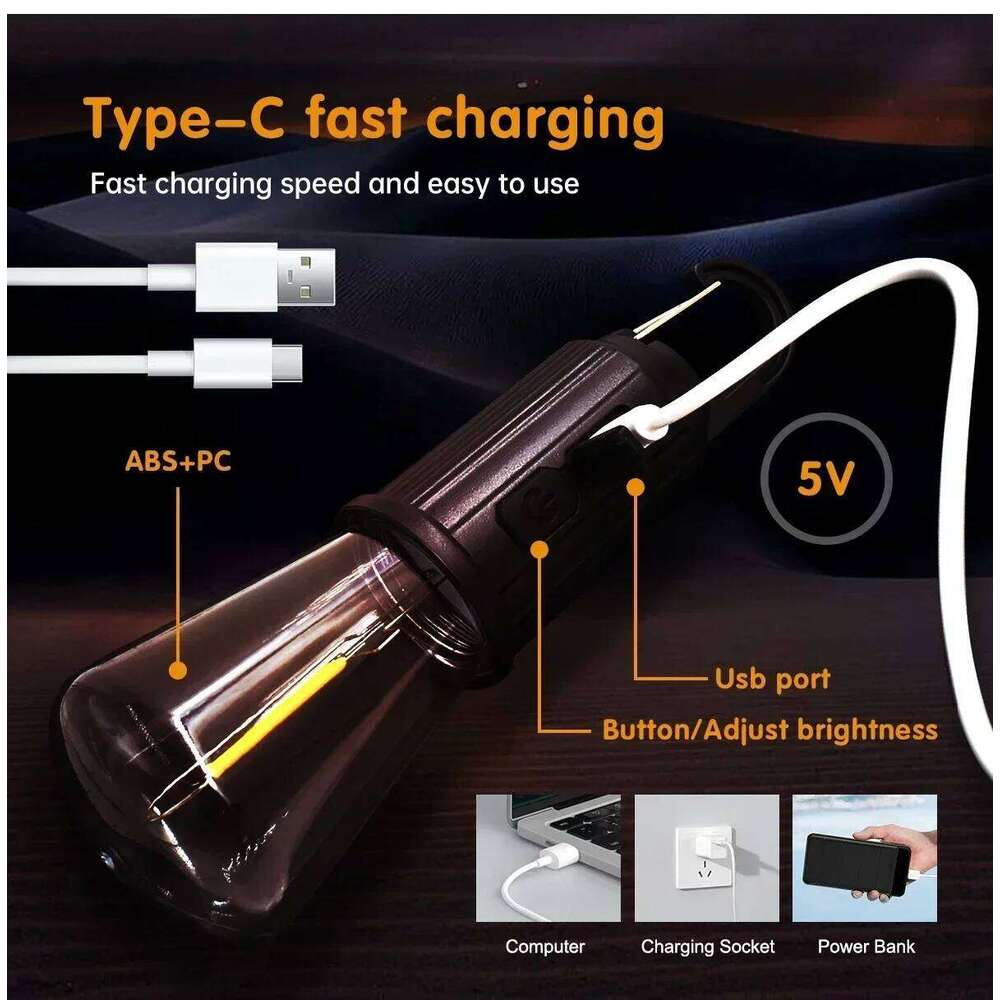 1-10pcs LED USB Rechargeable Atmosphere Portable Camping Tungsten Wire Tent Outdoor Emergency Bulb Light S260302