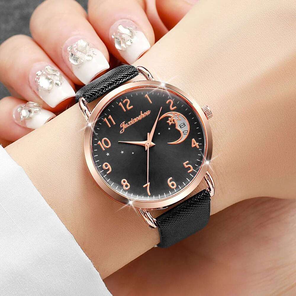 Fashion Moon Dial Women Watches Casual Leather Strap Quartz Watch for Ladies Clock Reloj MujerWithout Box XJ260303