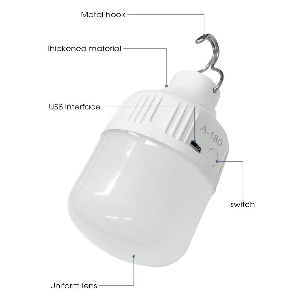 Camping Light Emergency Night Lighting Flashlight Outdoor Picnic Hanging Pendant Tent Lamp 500mAh USB Rechargeable LED Bulb S260302