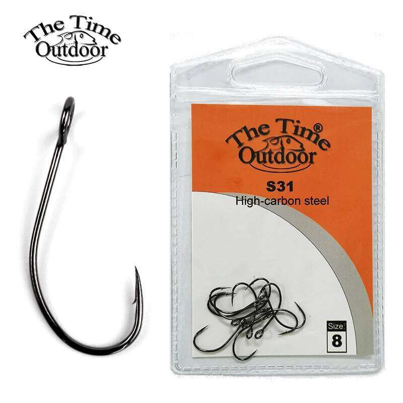 Thetime Big Eye Single Barbless Jig Hook High Carbon Steel Barbed Spoon Bait Hooks Fishing Tackle For Bass Perch Shad Fish Lure Z260228