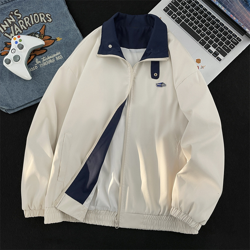 Apricotcolored Vintge Americnstyle Workwer Jcket For Men Nd Women Spring Nd Utumn Trendy Loosefitting Designer Jacket Windbreker Couple's Men's Jcket
