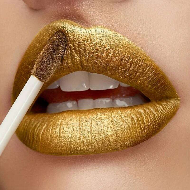 1Pcs Luxurious Golden Bar Lipstick: Long-Lasting Matte Velvet Finish with Non-Fading & Waterproof Properties H260302