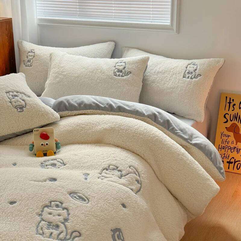 Customizable Milk Four-piece Set Autumn Winter Maternal and Infant Grade Double-sided Fleece Sheet Quilt Cover W260302