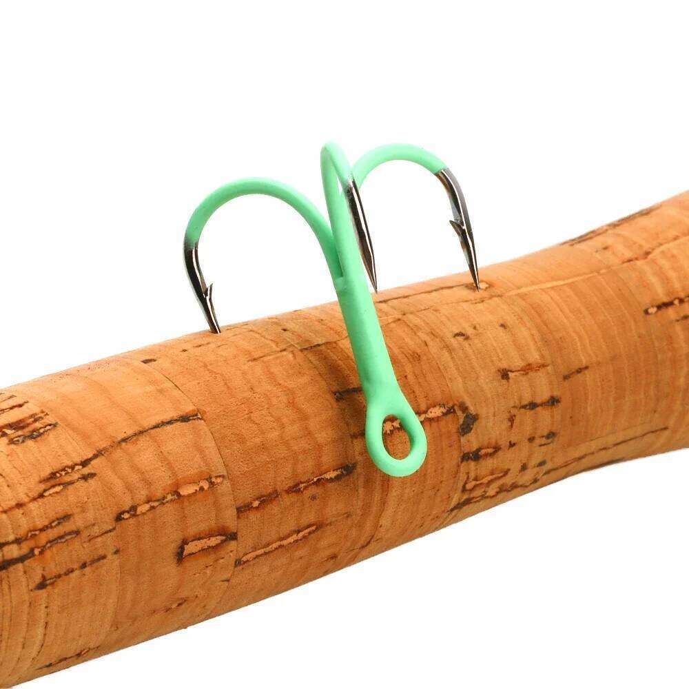 ICERIO 5/10pcs 14#-3/0# Fluorescent/Luminous Round Bent Inline Treble Hooks Saltwater Freshwater Fishing Lure Bait Triple Hook Z260228