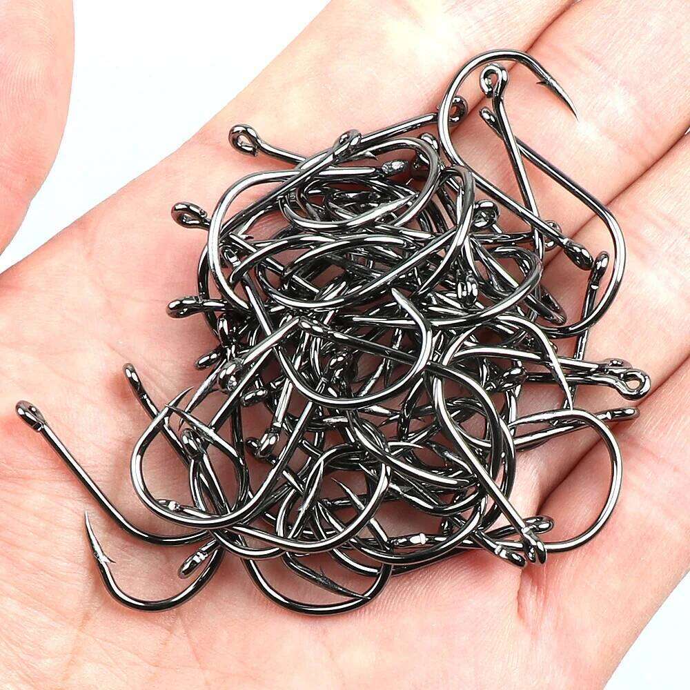 50Pcs-200Pcs Strong Sharp Needle Point Barbs Ringed Eye Saltwater Fishing Octopus Carp Hook Z260228