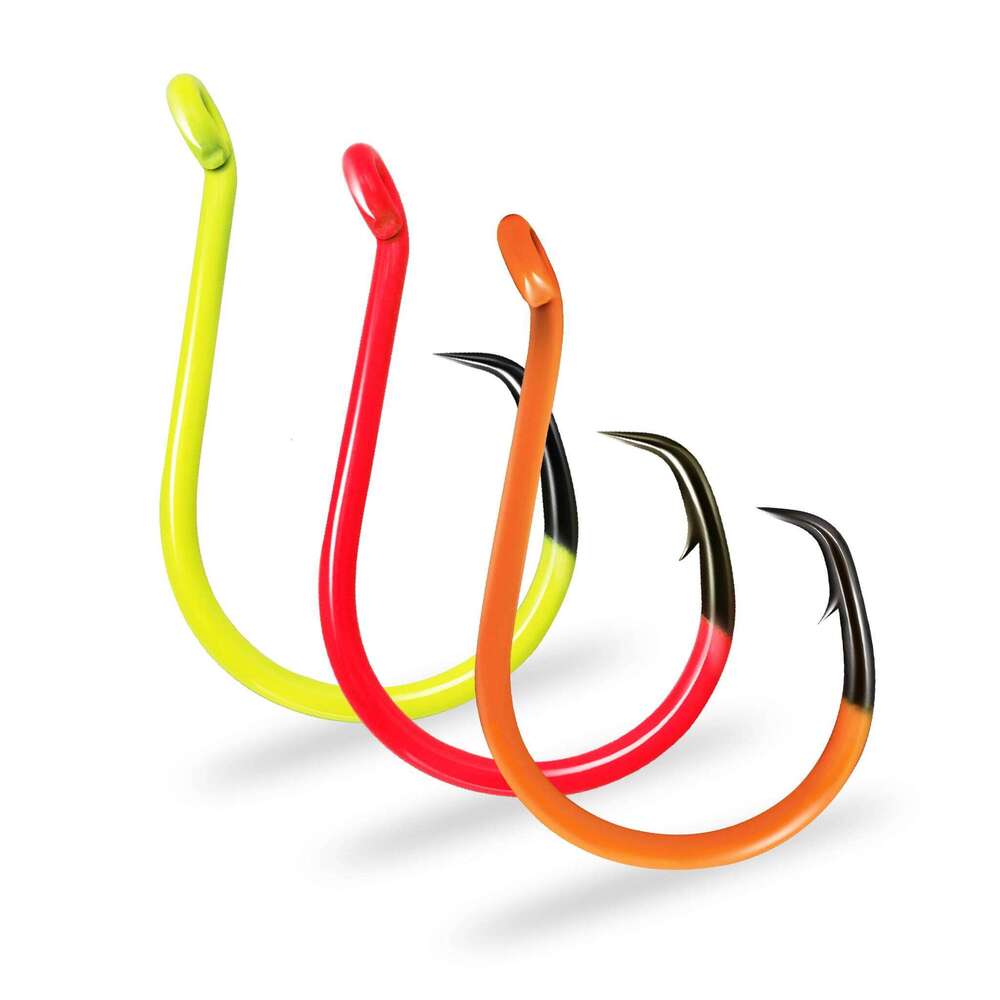 ZYZ 4~8pcs/Lot Circle 6/0# 7/0# 8/0# 9/0# 10/0# Fluorescent Coating Hawksbill Hook Saltwater Freshwater Fishing Hooks Z260228