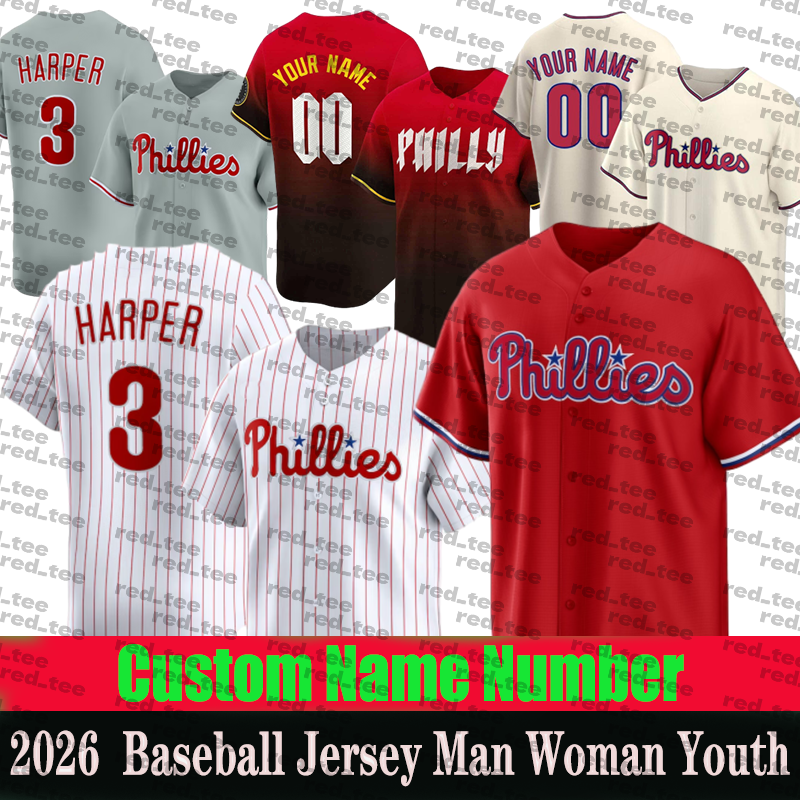 Philadelphiacity Phillie jersey #3 Harper Jersey Trea Turner Aaron Nola Kyle Schwarber Zack Wheeler Ranger Suarez #8 Castellanos Baseball Jerseys