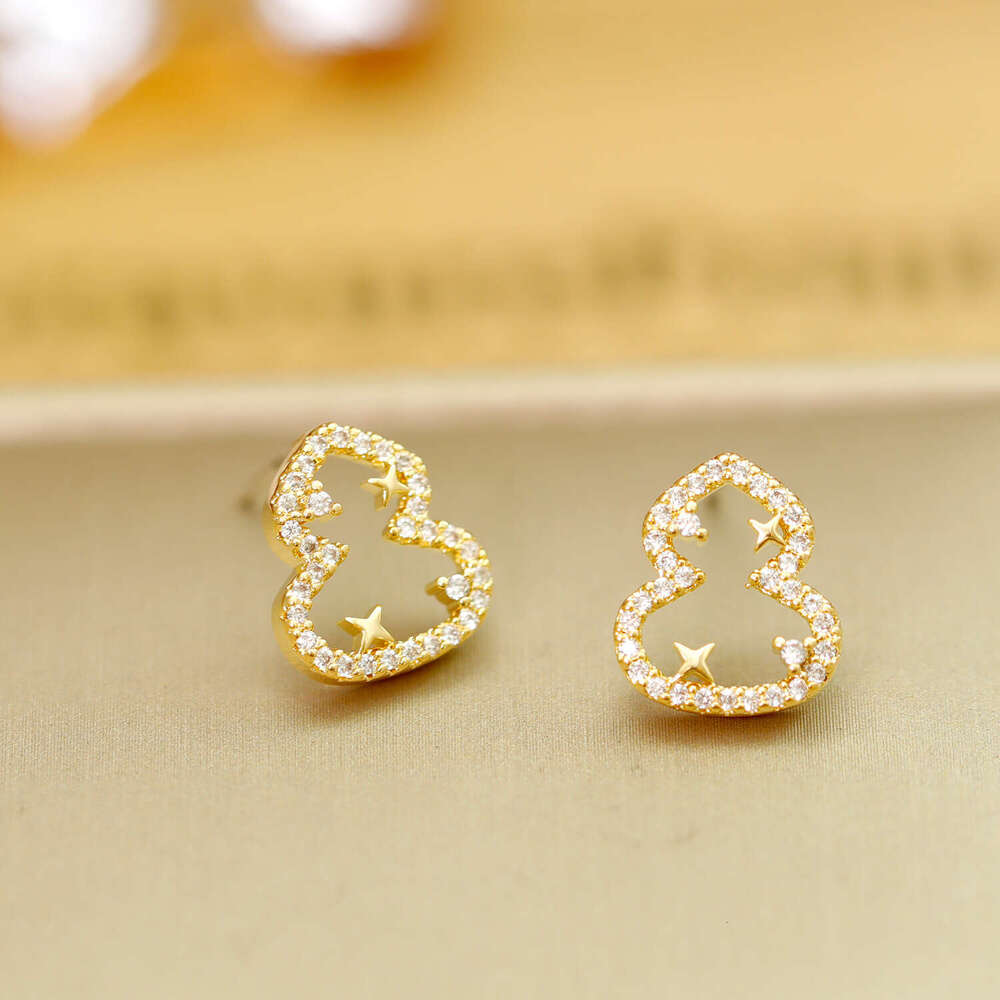 Light Luxury Micro-inlaid High-end Earrings 925 Silver Needle Sweet Gourd Shape Elegant Earrings For Women
