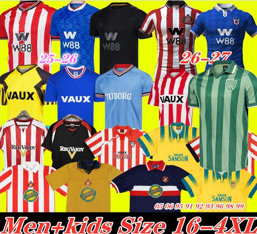 26 27 sunderland Soccer JerseyS Home away third 2026 RED BLACK KIDS s STEWART SIMMS ROBERTS AMAD CLARKE Diarra 19 EMBLETON E NIEN Football Shirt SEWS PROMOTED 111111