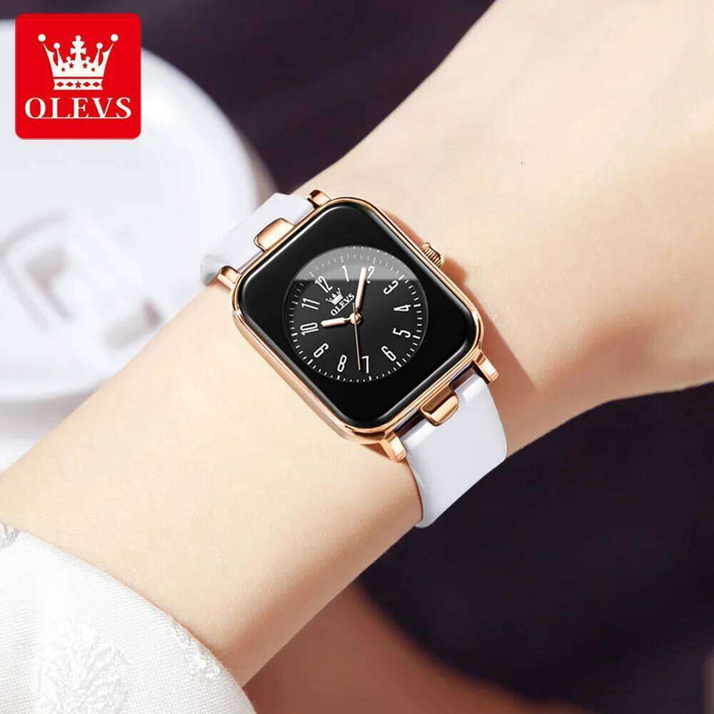 OLEVS 9961 Original Quartz Watch for Women Silicone Strap Watches Black Square Digital Dial Waterproof Ladies Wristwatch Gifts XJ260303