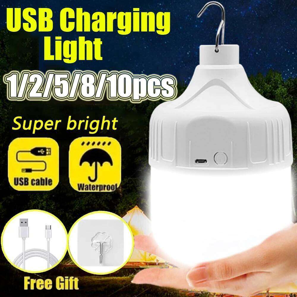 1-10pcs Outdoor High Power Portable LED Lanterns Charging Lamp Camping BBQ lamp Search Light Emergency Bulb S260302