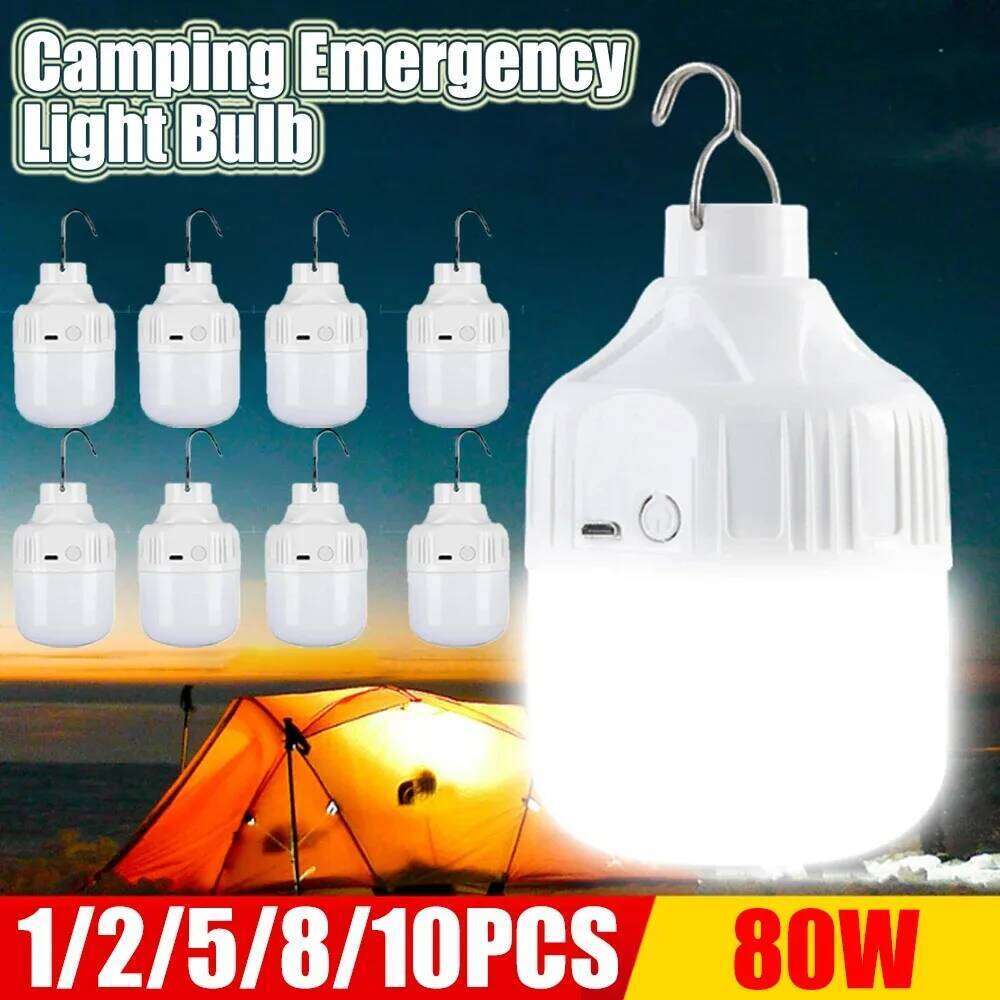 1-10pcs Outdoor USB Rechargeable LED Lamp Bulbs High Brightness Emergency Light Hook Up Camping Portable Lantern Night Lights S260302