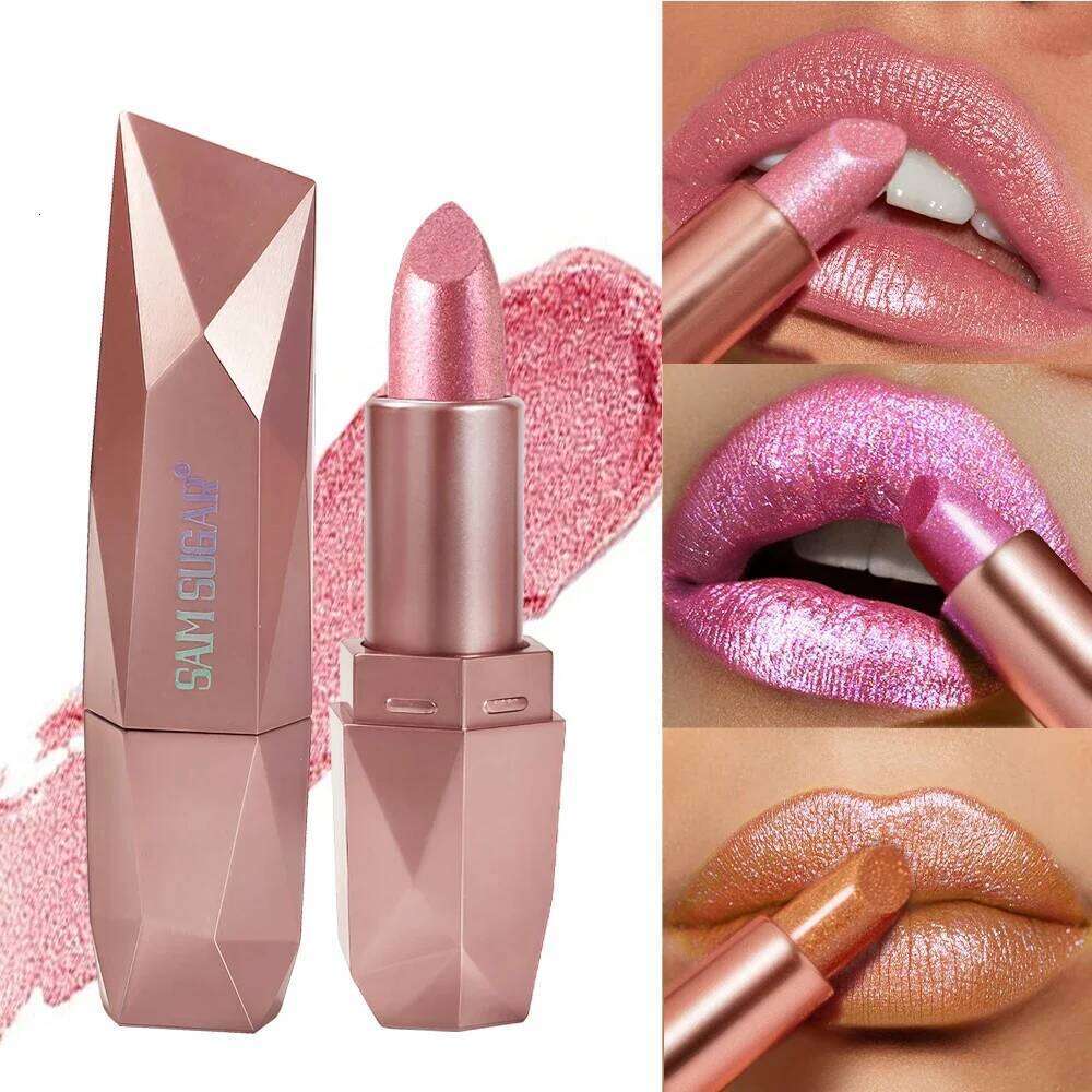 Diamond Glitter Lipstick Long Lasting Waterproof Moisturizing Highly Pigmented Metallic Shine Pearlescent Non Stick Cup Lip Colo H260302