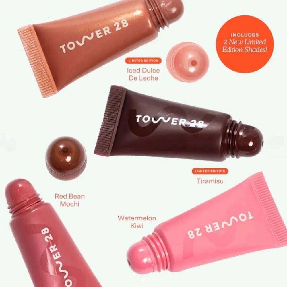 Original Brand Tower 28 Beauty Mini Lil' Softies Treatment Set Watermelon Sugar Plum Vanilla Dulce de Leche Colored Lip Blam H260302